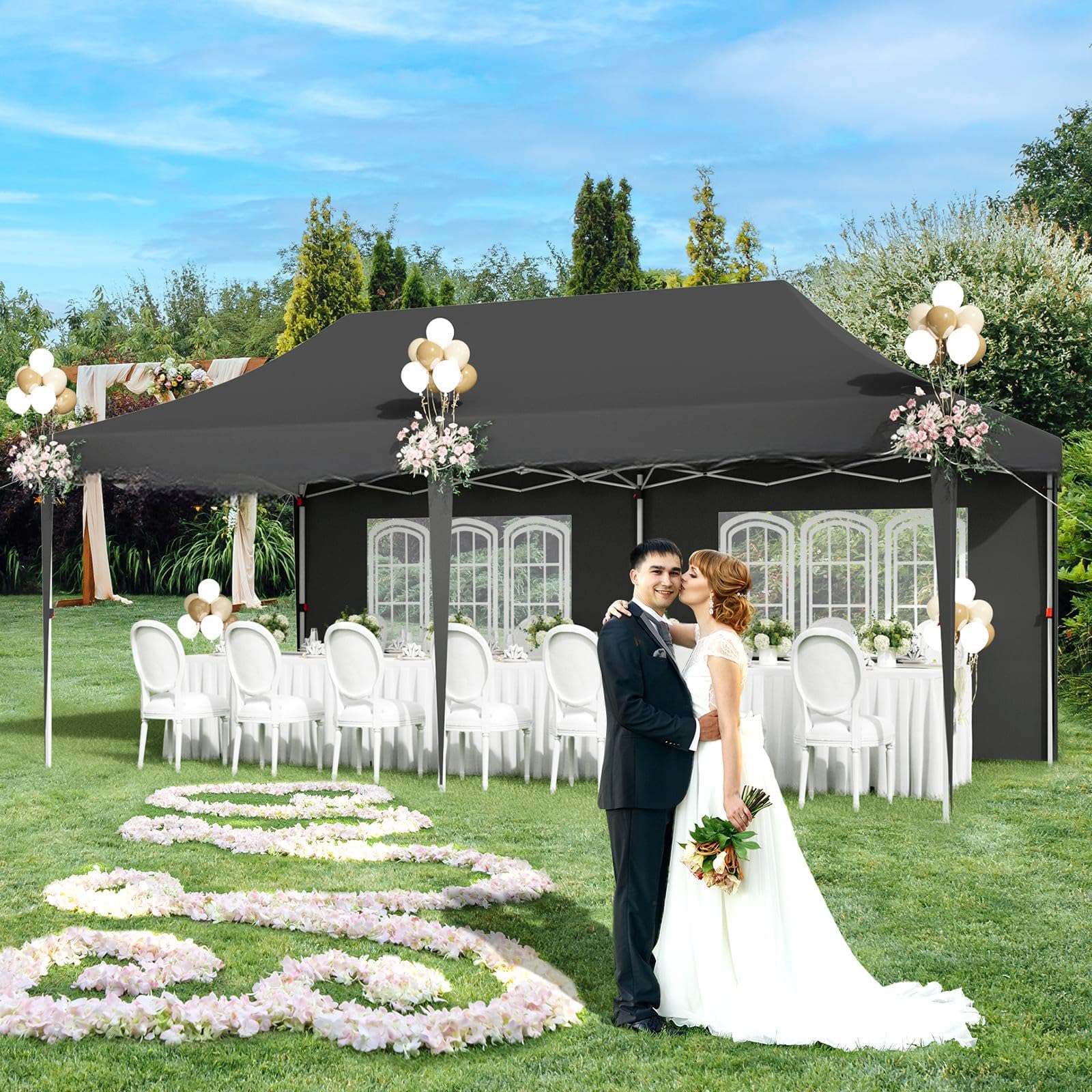 Pavillon 3x6 Wasserdicht Stabil Winterfest mit 6 Seitenwänden,Faltpavillon Höhe Verstellbar,partyzelt Pavillion UV Schutz 50+,Gartenpavillon Faltzelt