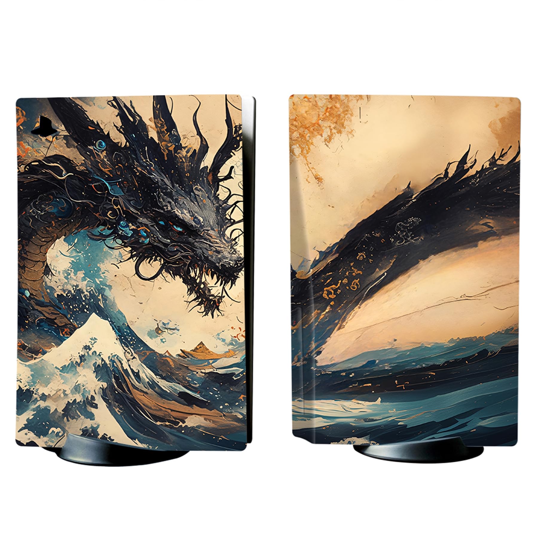 playvital Autocollants Proetction pour ps5 Manette Accessoire,Sticker Skin Decal pour ps5 Standard Console & Controller & Télécommande & Casque & Station de Charge-Dragon Tempête