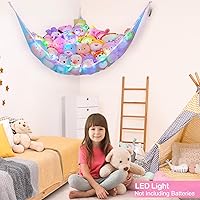 Vista 6 de Basumee Red de Animales de Peluche o Hamaca con Luz LED Red Colgante para Juguetes Hamaca para Almacenamiento de Animales de Peluche Hamacas