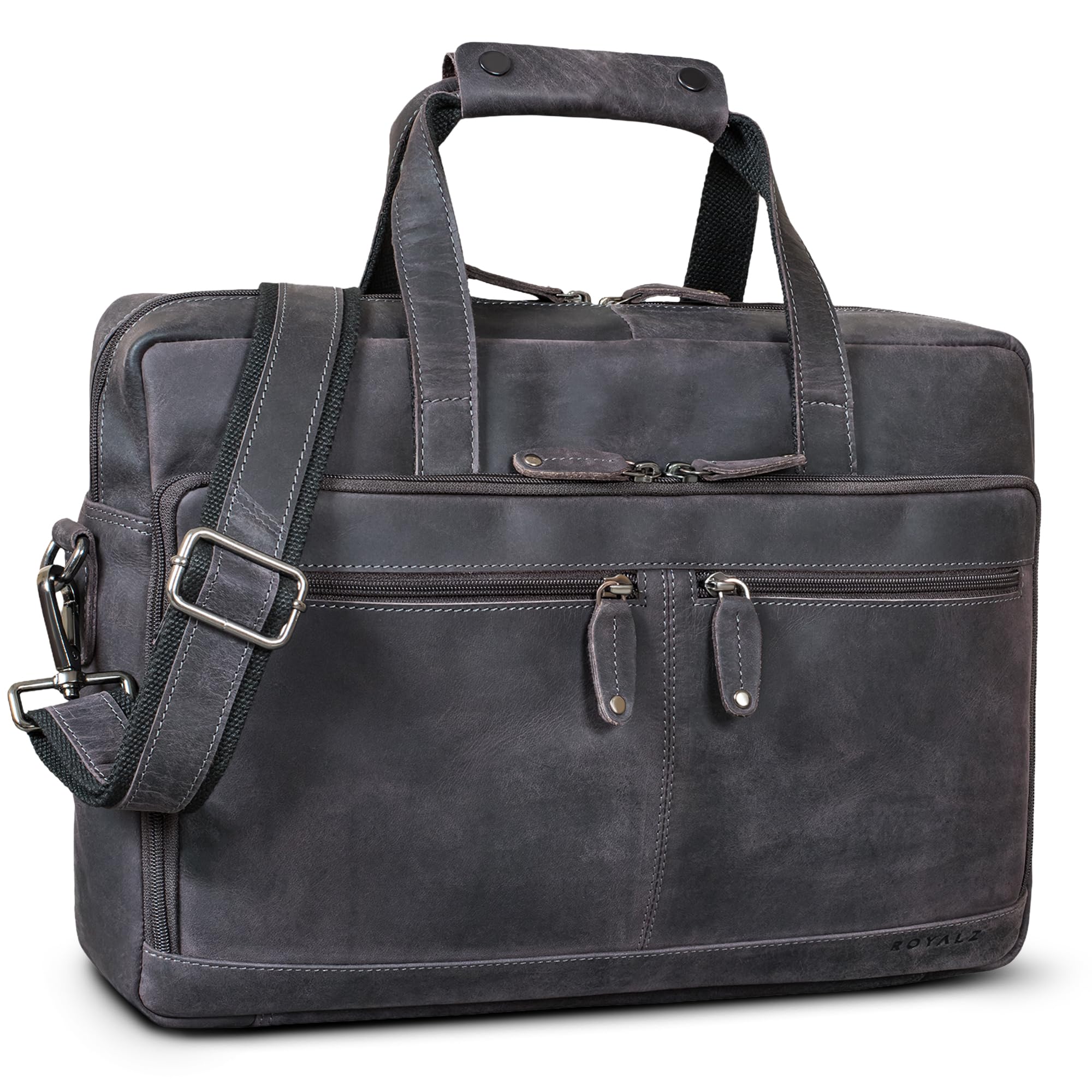 ROYALZ "Anderson Borsa Business in Pelle Vera Uomo & Donna – Borsa Laptop 15,6" – Cartella Vintage con Fascia Trolley – Ventiquattrore Lavoro Organizzata