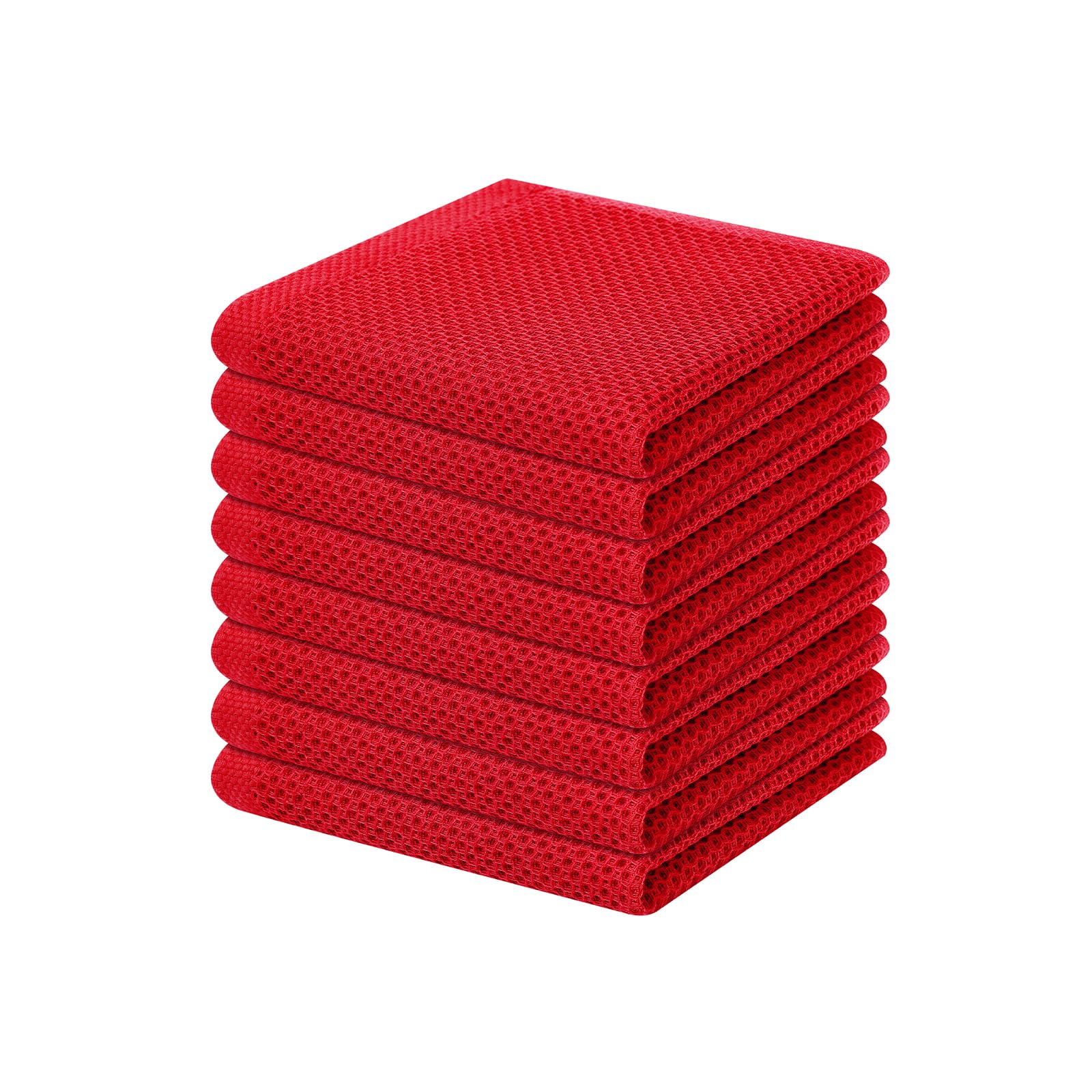 Homaxy 100% Cotton Waffle Weave Kitchen Dish Cloths, Ultra Soft Absorbent Quick Drying Dish Towels, 12 x 12 Inches, 8-Pack, Red โ image 1
