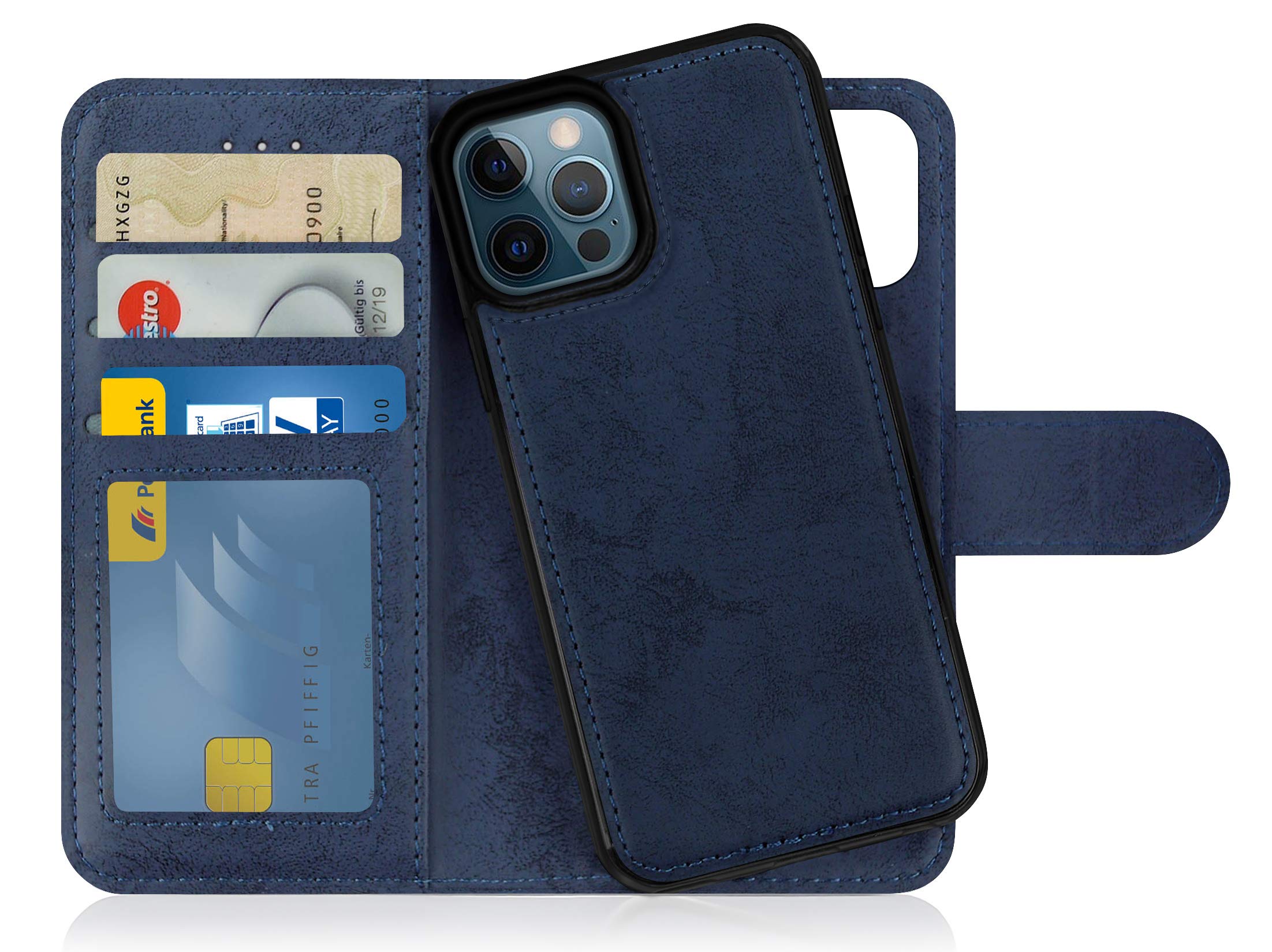 MyGadget Flip Case Mobiele Telefoon Cover voor iPhone 12 Mini - Magnetische Cover Gemaakt van Synthetisch Leer Flip Case - Kaarthouder Beschermhoes Portemonnee - Zwart