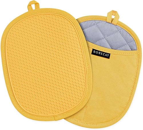 Miniatura 7 de Rorecay Juegos de soportes de silicona para ollas almohadillas calientes para horno resistentes al calor con bolsillos agarre antideslizante para