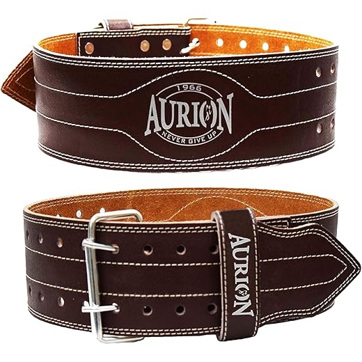 Aurion Leather Weight Lifting Belt - S-M
