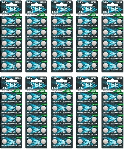 VEEEDDY LR44 Batteries A76 AG13 L1154F L1154 357A 1.5V Alkaline Button Cell Battery (100PCS)