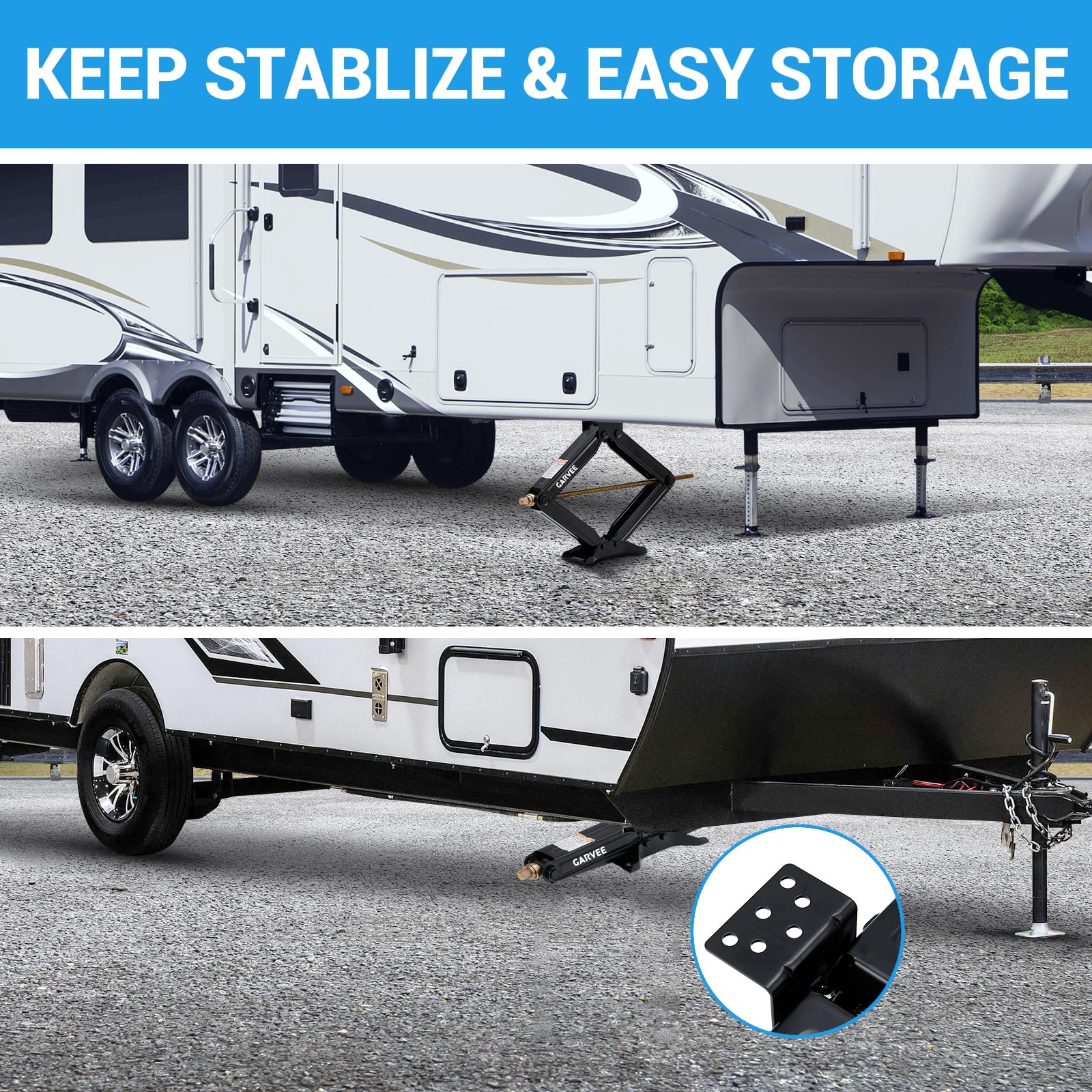 Cric a forbice da 24" per auto, stabilizzatore di livellamento con capacità di carico 7500 libbre e manovella, cric stabilizzatore per camper con altezza regolabile da 10-61 cm, in acciaio verniciato