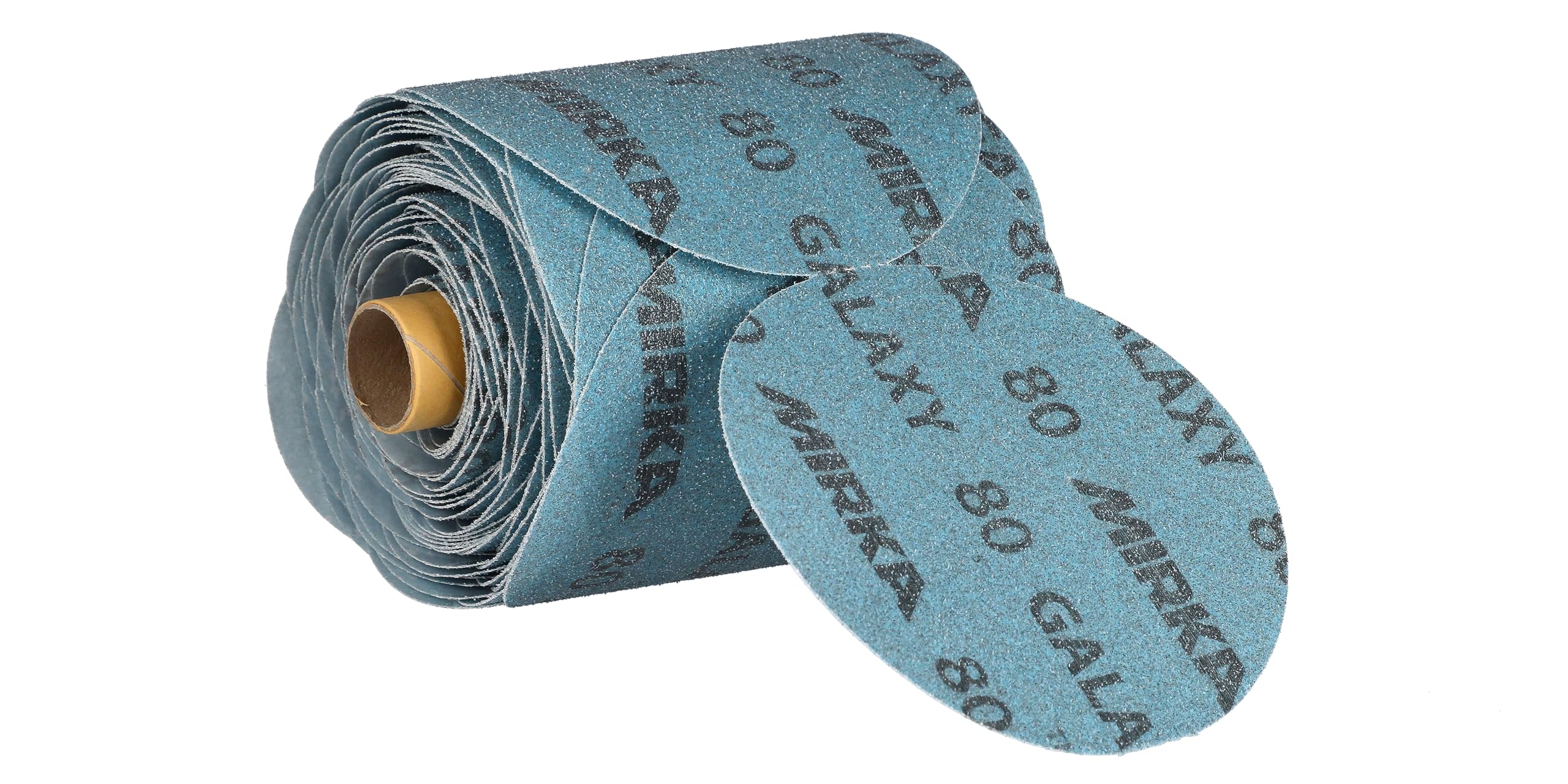 Mirka Galaxy - Papel de lija de 5 pulgadas, grano 80, 100 discos/rollo de eslabones, autoadhesivo PSA - Abrasivo de alta calidad para resina epoxi, madera, metal, tecnología sin obstrucciones