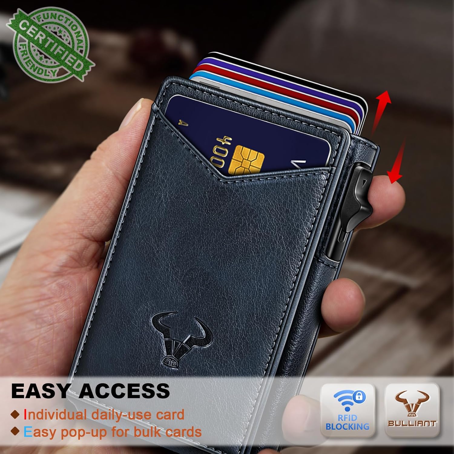 BULLIANT Men Wallet,Magnetic Metal Wallet Money Clip 9Cards Pop-up Access RFID Blocking - Image 4