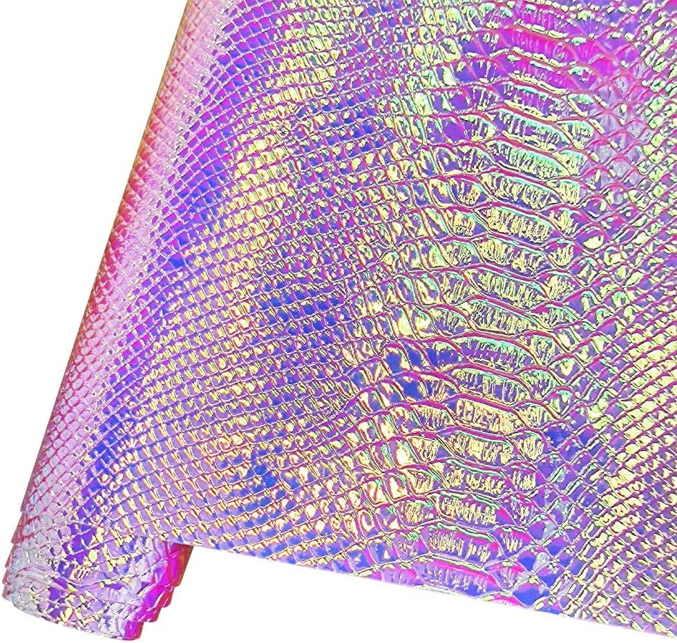 HYANG Holographic Snake Embossing Symphony Green PU Faux Leather Sheets,Very Suitable for Making DIY Crafts,Handbags Leather Earrings, Bows,Sewing etc 1Rolls 12"X53" (30cmX135cm)