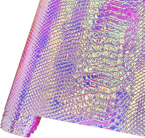 HYANG - Hojas holográficas de piel sintética de poliuretano en relieve de serpiente, muy adecuadas para hacer manualidades, bolsos, aretes de cuero,