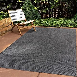 Taracarpet In & Outdoor Teppich Wetterfest Wohnzimmer Balkon Küchenteppich Terrassenteppich Flachgewebe Sisaloptik Meliert Einfarbig anthrazit 080x150 cm