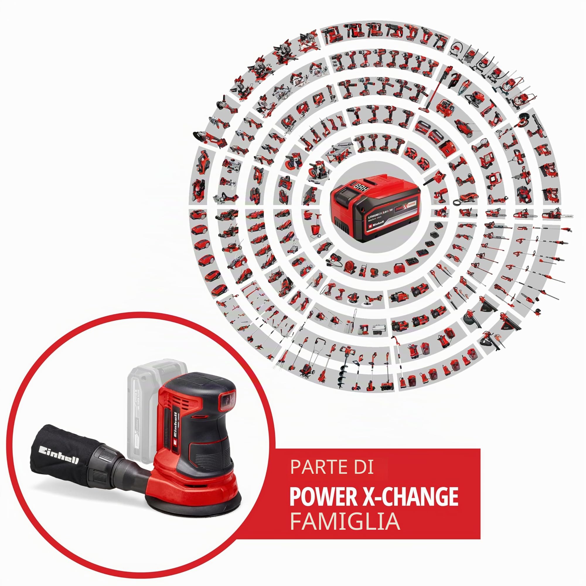 Einhell TE-RS 18 Li-Solo Levigatrice roto orbitale a batteria Power X-Change (18V, oscillazioni al min. 14.000 - 22.000, diam. Platorello 125 mm, senza batteria e caricabatteria)