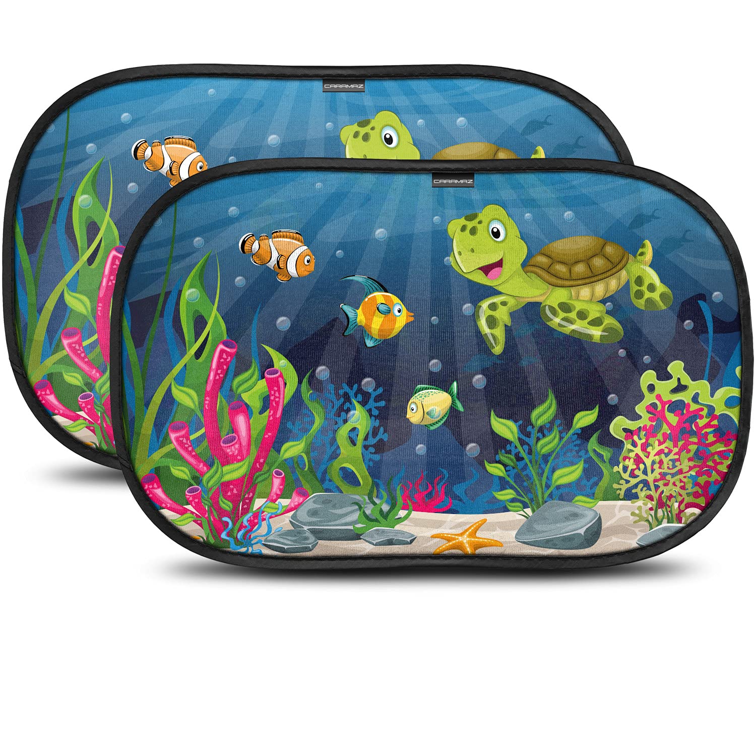 Parasol Coche con protección UV Óptima Oscuridad, para Proteger del Sol a bebés y Mascotas, 2 parasoles para bebé con diseño de Tortuga