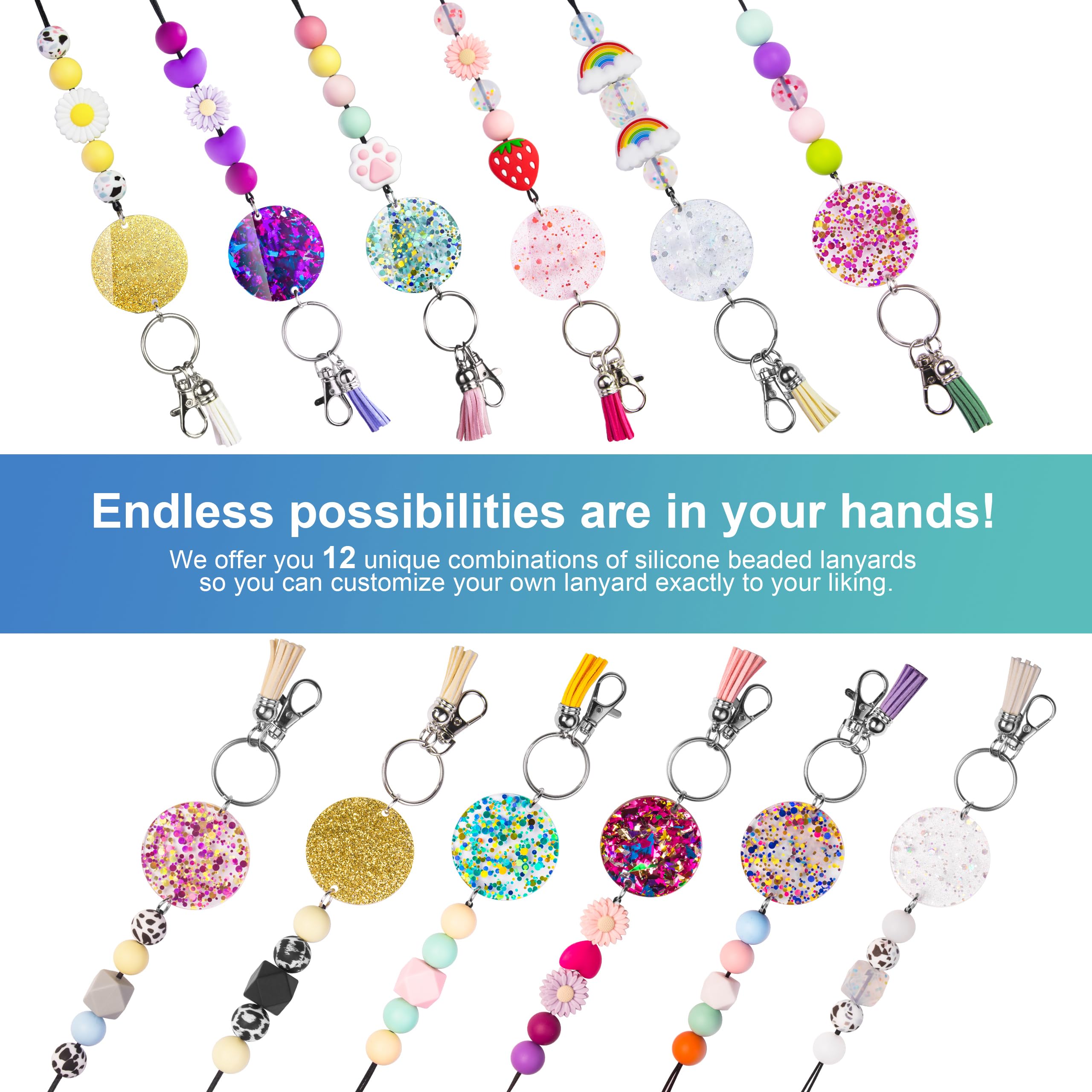 Handmade Teacher Lanyard | Stylish Silicone Beaded Design with Breakaway Clasp | Personalized Name Tag with Acrylic Disc for ID Badges and Keys