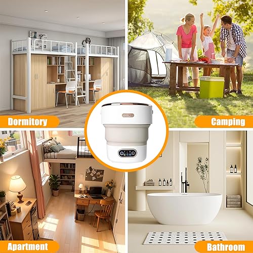 Miniatura 8 de Lavadora portátil, mini lavadora plegable de 15 litros con 3 modos de limpieza, cesta de drenaje, pequeña máquina de lavandería plegable para