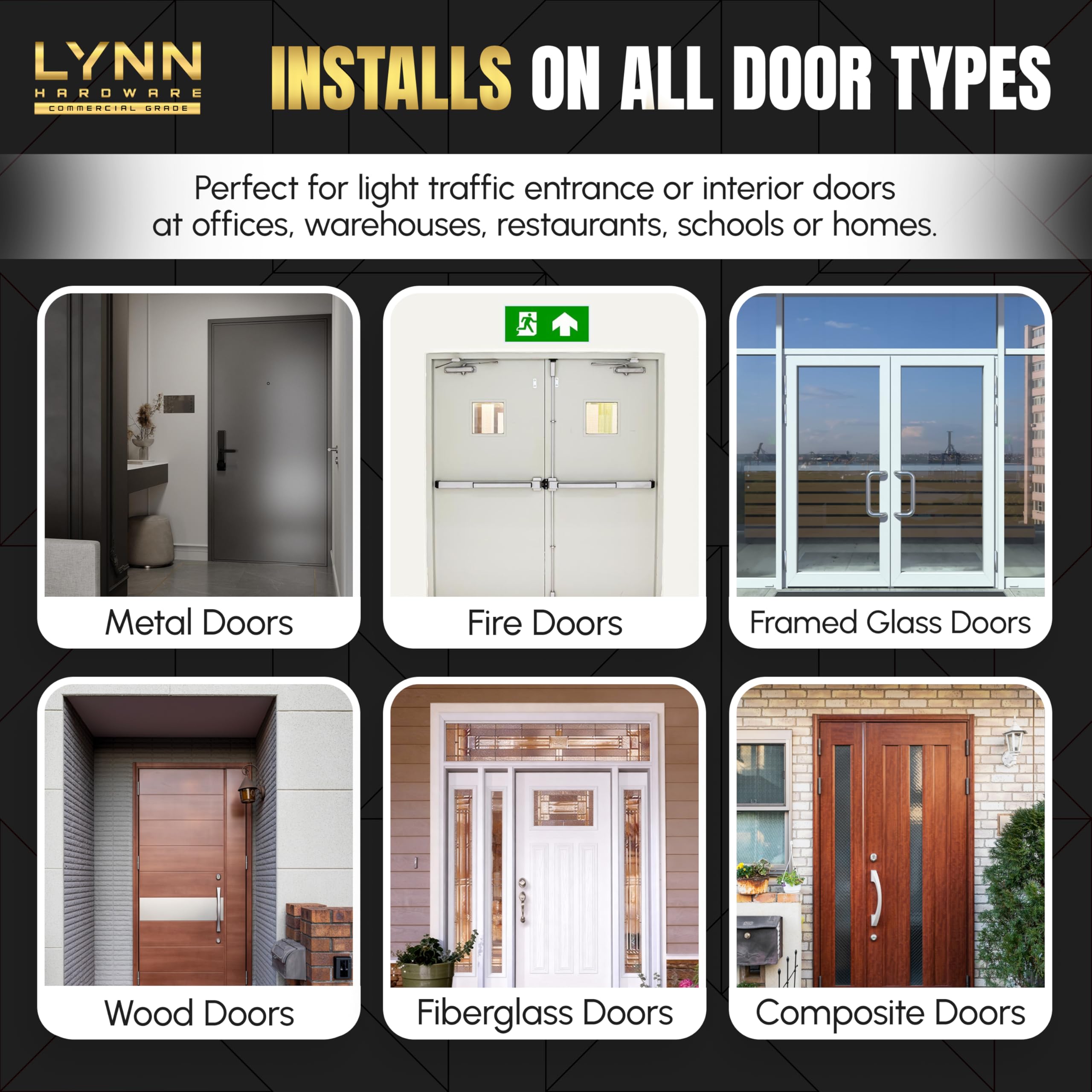 LYNN HARDWARE Light Duty Automatic Door Closer - Durable Cast Aluminum — Amazon image 2