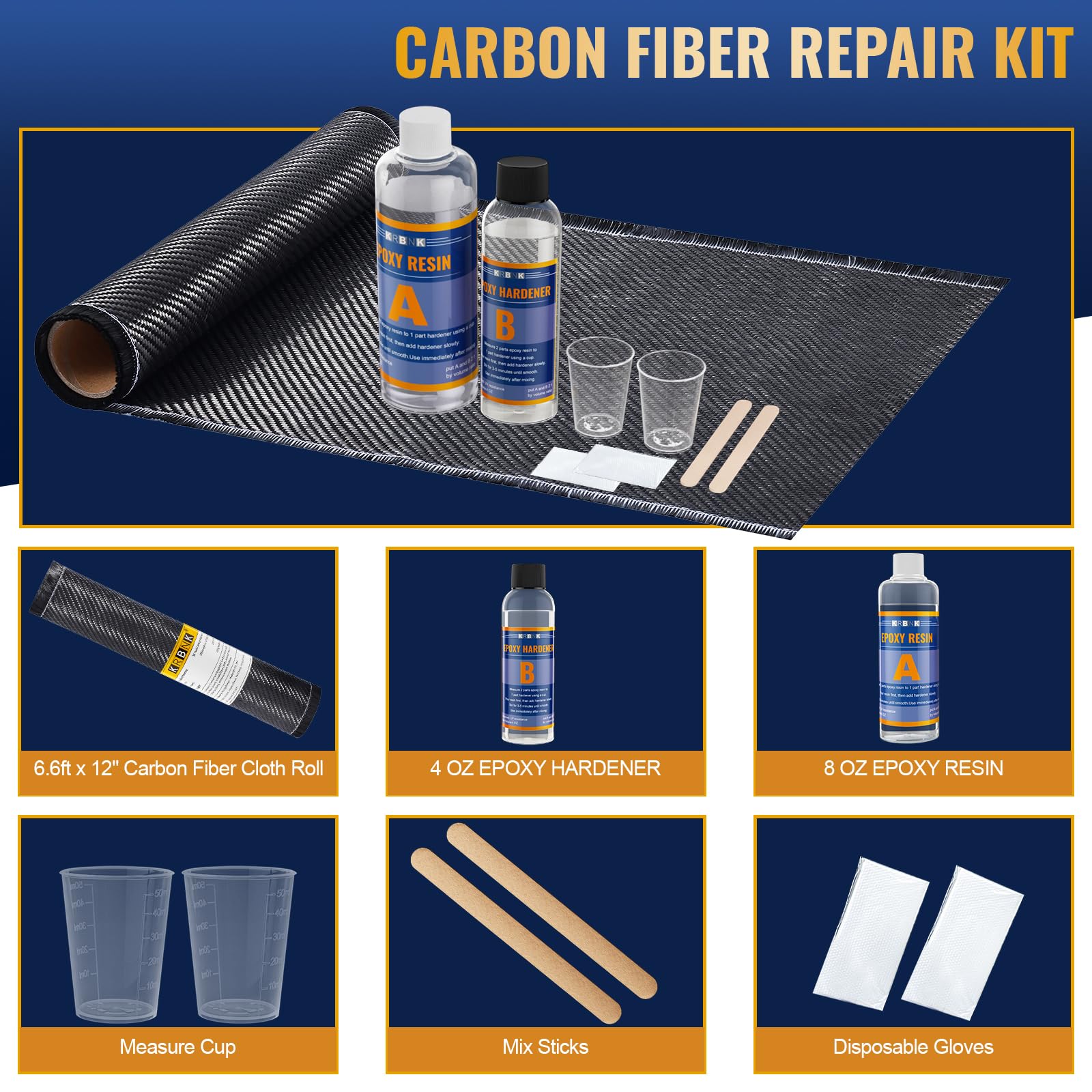 Carbon Komplett-Set 200CM x 30 CM 3K Kohlefasergeweberolle, DIY Kohlefaserplatte, 235ml Epoxidharz 118ml Härter, DIY Kohlefaserplatte, Kohlefaser Gewebe zur Reparatur von Automobilen, Motorrädern