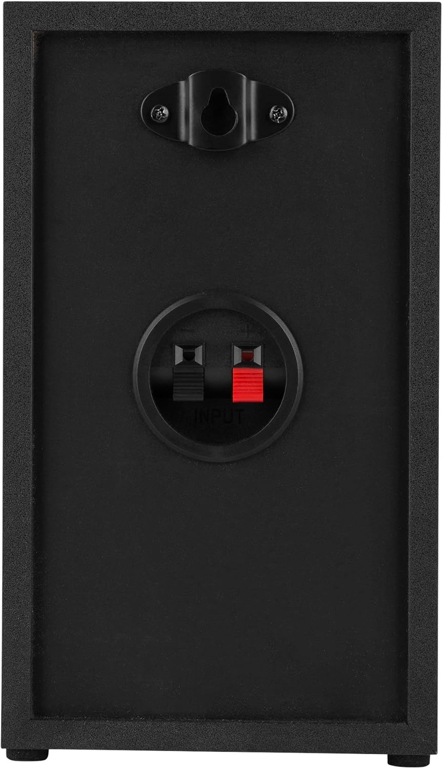 Rear view of Dayton Audio B452-AIR Bookshelf Speaker with input terminals