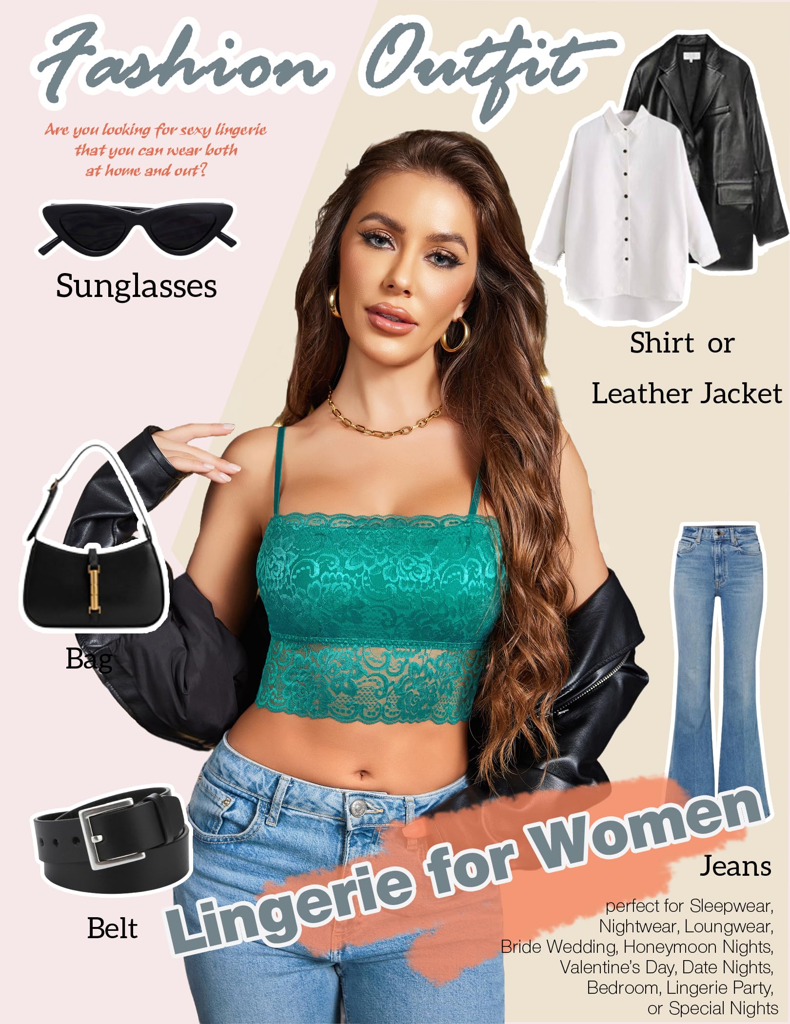 Avidlove Bralettes for Women Lace Spaghetti Strap Tank Top Tube Slim Basic Camisole: Large Celadon Green