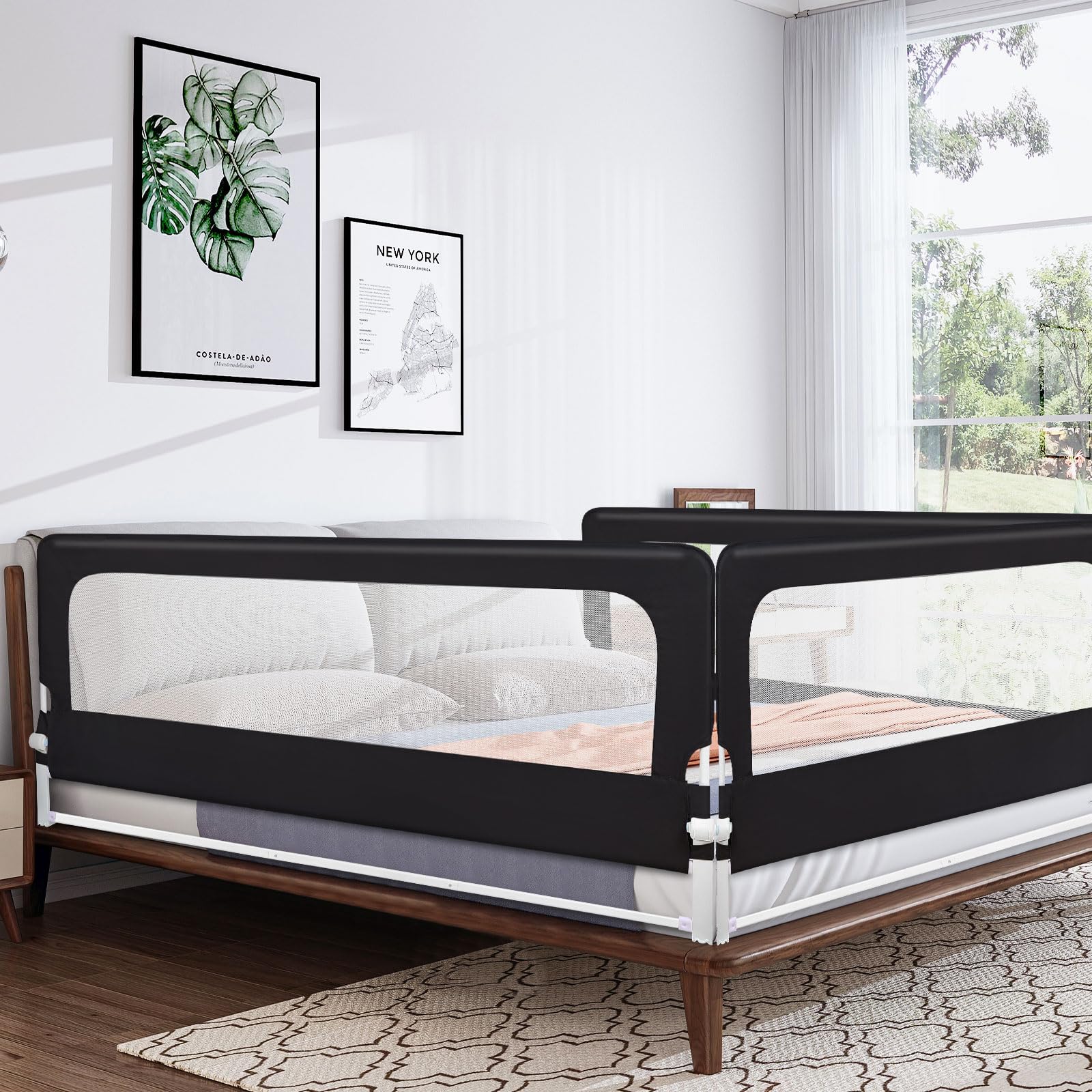 OHMG Griglia di protezione per lettino, 180 cm, per bambini, pieghevole, protezione da cadute, letto e letto dei genitori, letto