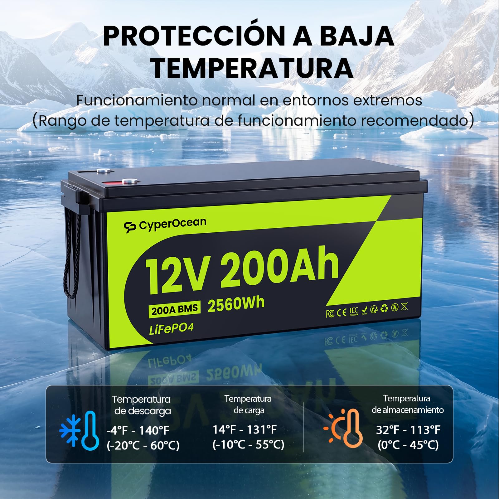 Bateria LiFepo4 12V 200Ah, Batería Litio 200Ah,IP65,200A BMS con Protección de Bajas Temperaturas,IP65,Batería Recargable de Coche para Autocaravana,Barco,Placa Solar