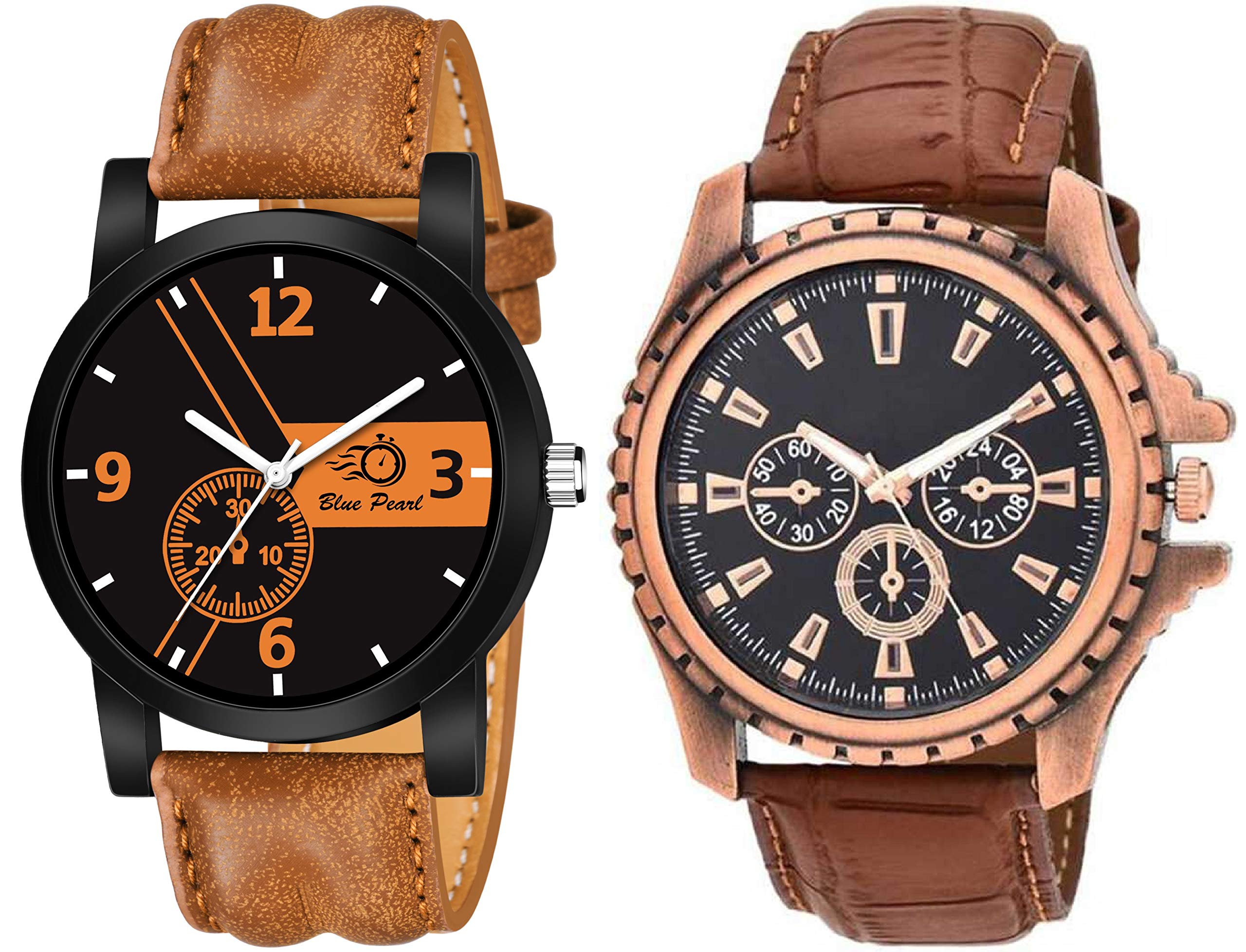 Praizy Analogue Mens Watch (Black Dial and Brown Strap) (Pack of 2) (B08VHJ6194) Amazon Price History, Amazon Price Tracker