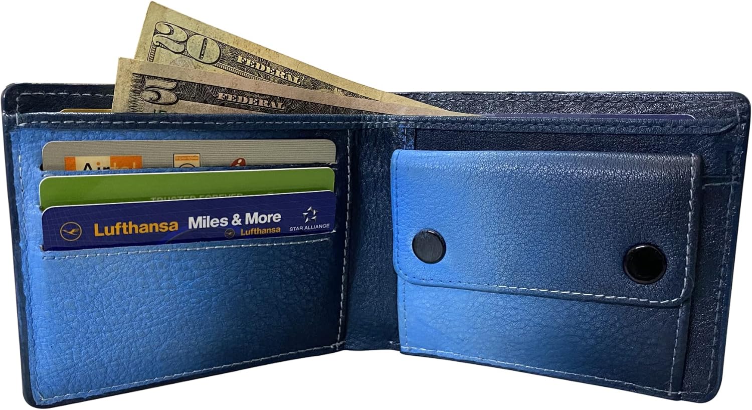 Balona Genuine Leather Anti-theft RFID-Blocking 3D Printed Gifting Minimalist Bifold Wallet Regular Credit Card Case for Men (Dragon - Coin, Skin Blue)