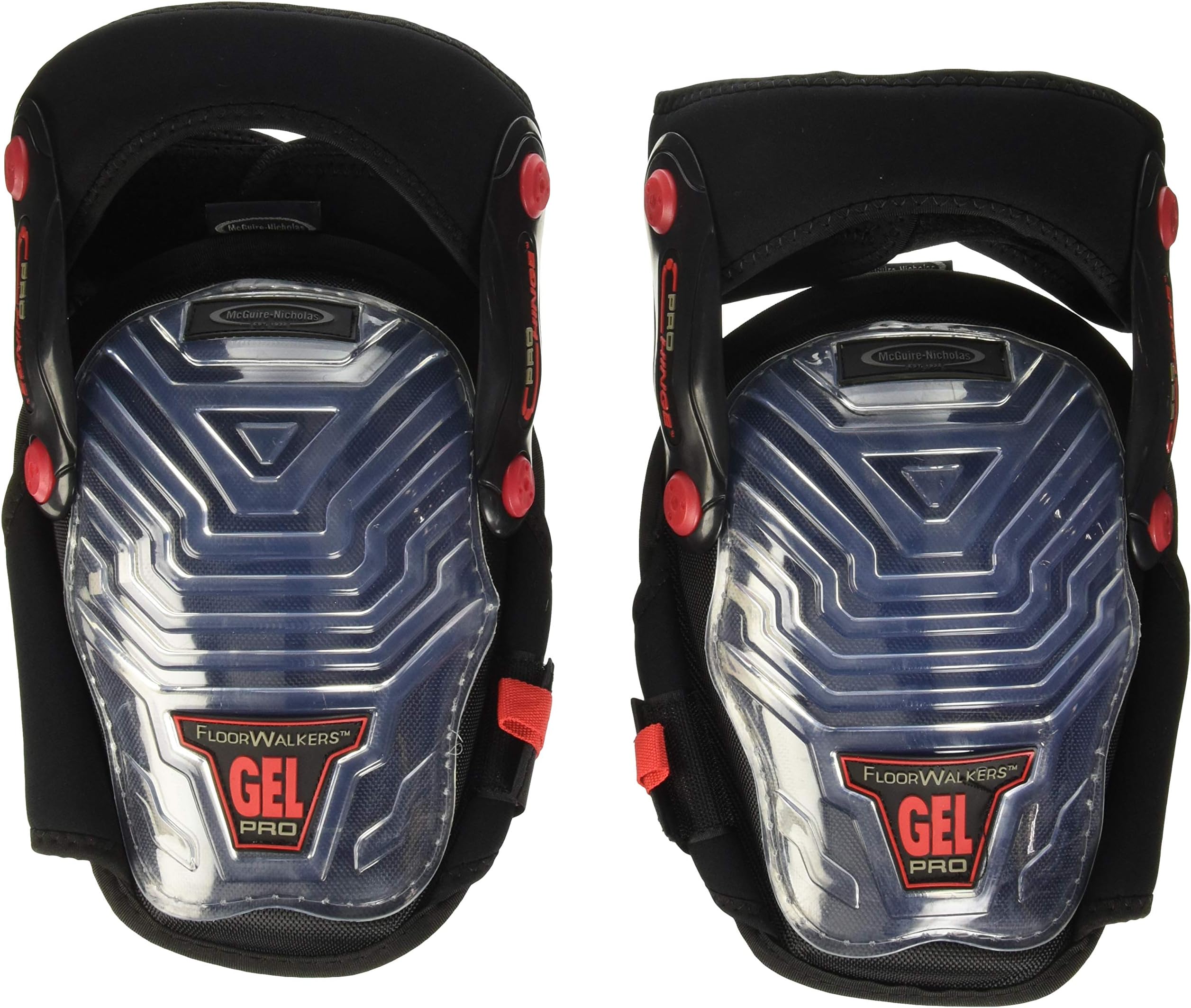 McGuire-Nicholas McGuire Nicholas Pro Hinge Floor Walker Gel Gripper Protective Work Knee Pads, Non-marring knee pads for flooring, construction, painting, welding.