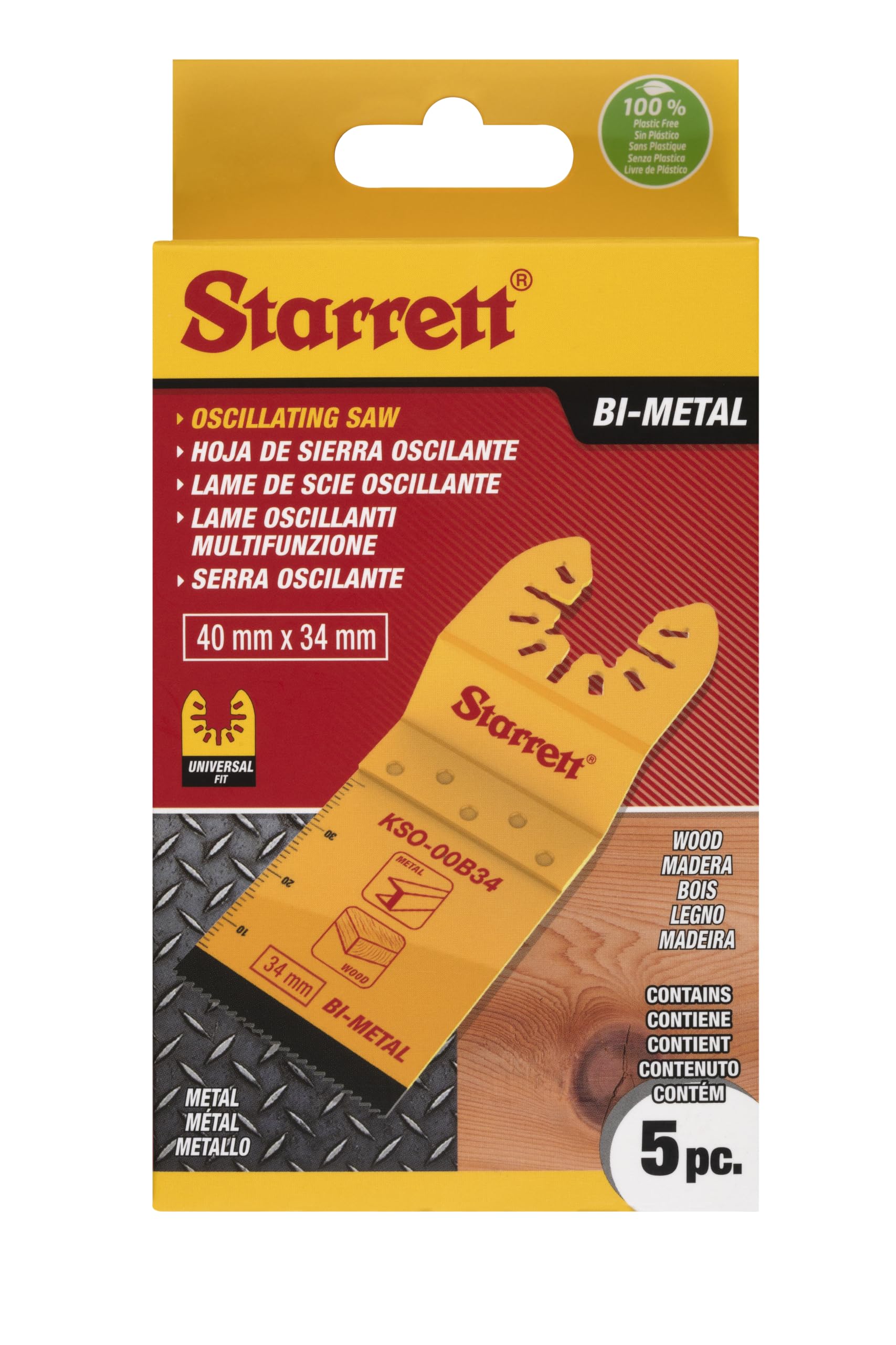 Starrett Bi-Metal Oscillating Multi-Tool Plunge Cut Blade 34mm - Pack of 5