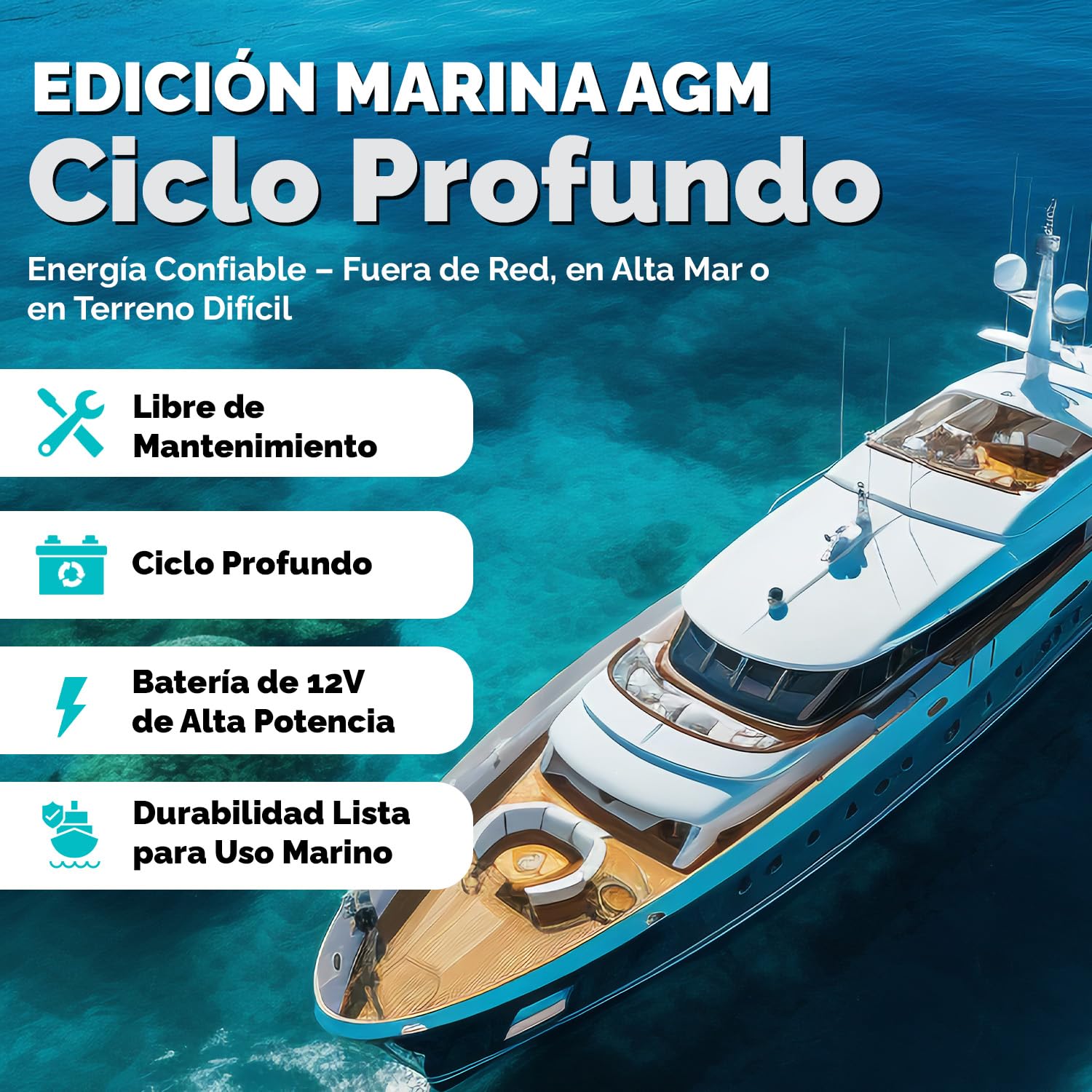 Batería AGM 110Ah 12V de Ciclo Profundo – Sin Mantenimiento, Ideal para Barco, Coche, Caravana, Energía Solar y Sistemas Off Grid