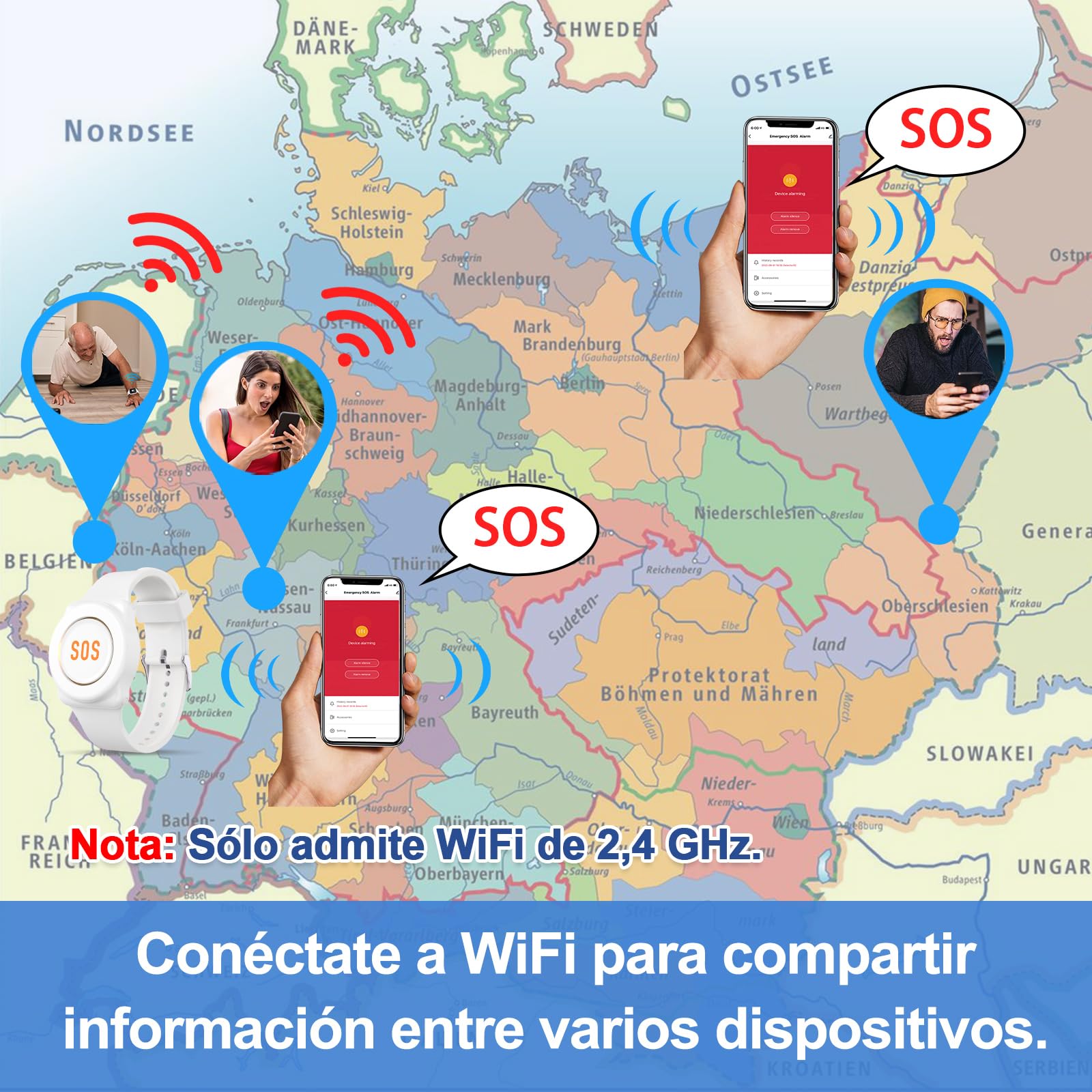 Daytech WiFi Tuya Avisador Personas Mayores,Boton Emergencia Ancianos,Boton Llamada Emergencia,Ideal para Seres Queridos Que Necesitan cuidados en casa (Blanco 1-1)