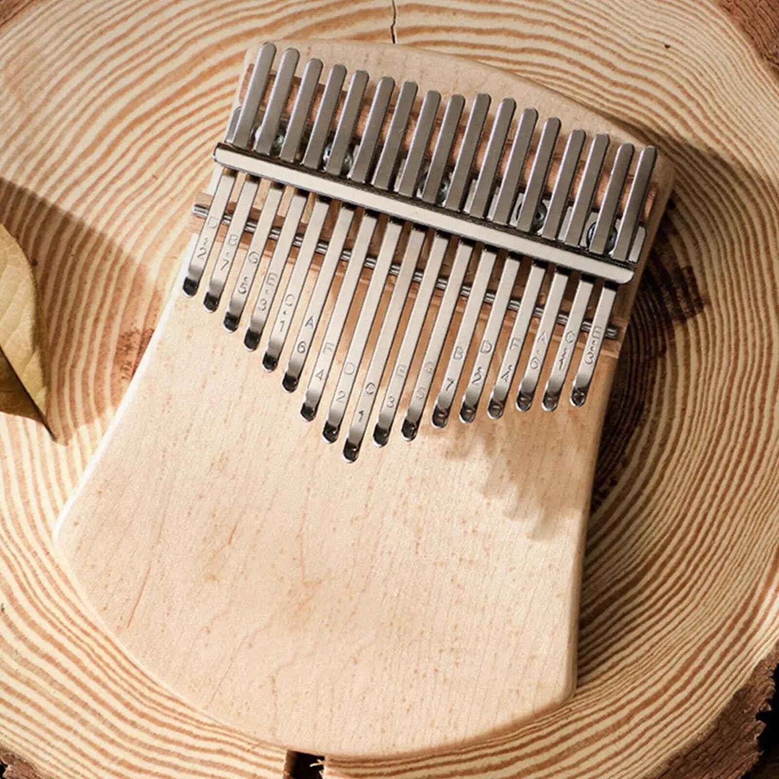 17 Klawiszy Kalimba Finger Piano Z Litego Drewna Kalimba Z Młotkiem Do Strojenia Torba Jutowa Ściereczka Do Wycierania Skala Naklejka Angielska Partytura Fortepian Profesjonalny Instrument(Style 1)