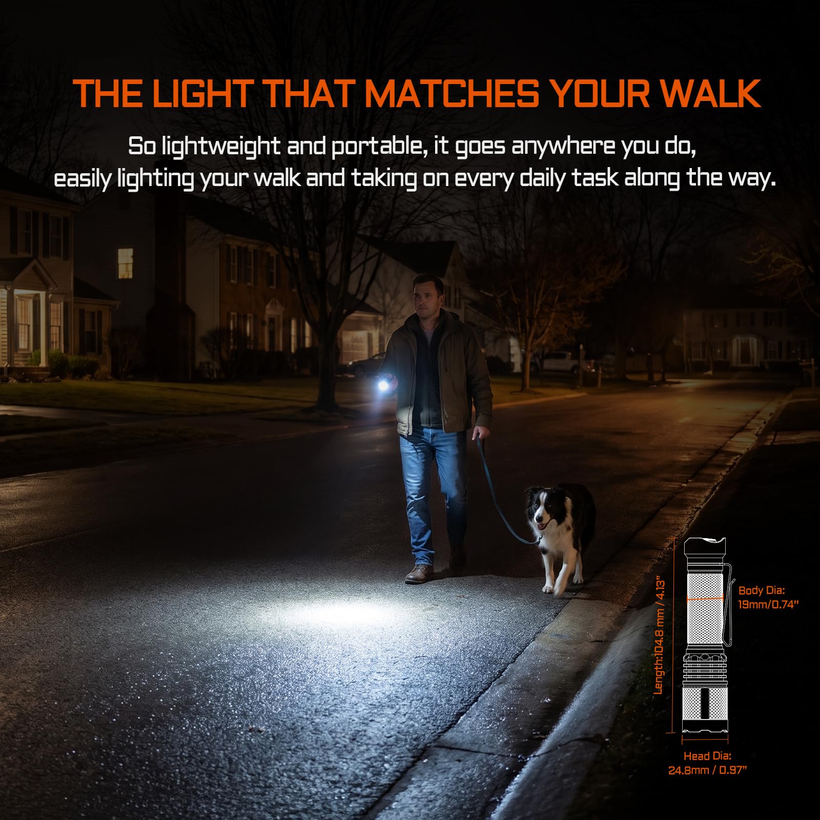 TAC AA 2.0 Lampe de poche tactique EDC AA, 1000 lumens, 280 m, ultra longue portée