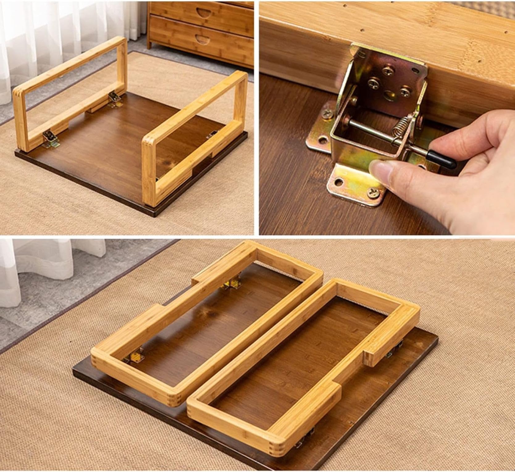 Amazon｜竹製サイドテーブル、 幅60/70/80CM ミニ 正方形 ローテーブル