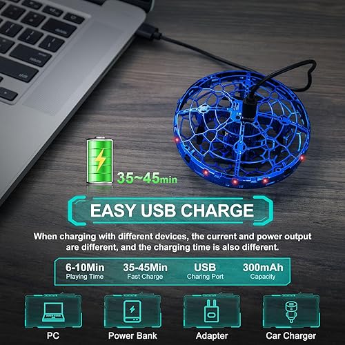 Miniatura 4 de Dron de juguete volador de operación manual para niños, mini dron con sensores de movimiento de manos libres de 360° con luces LED geniales, dron de