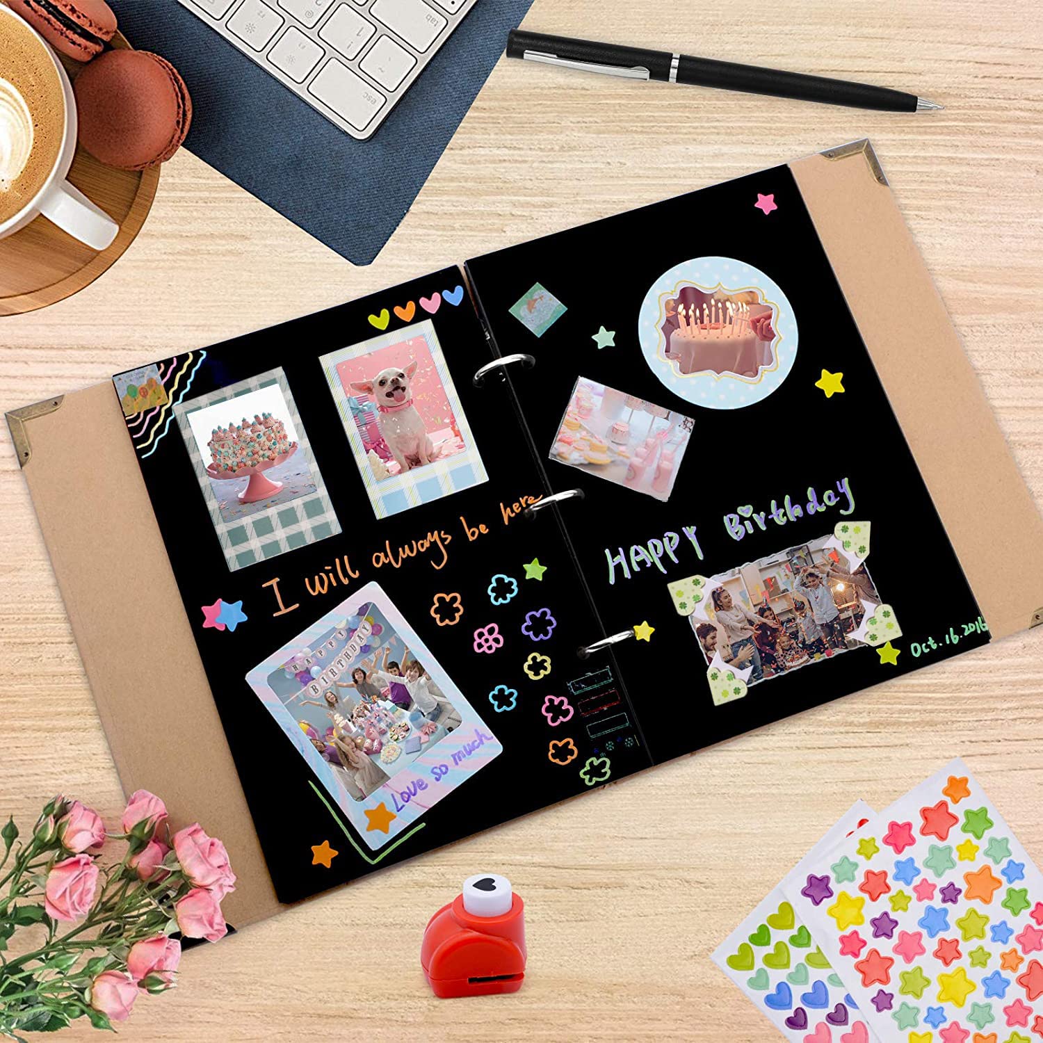 YXHZVON 53 Pièces Ensemble Accessoires Scrapbooking,Kit Livre Photo Mémoire pour Bricolage Album Photo Conception Agenda Cartes Décoration