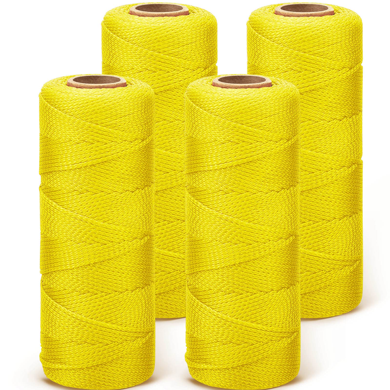 Amylove 4 Roll Mason Line String, Braided Nylon Twine Decoy Construction Braided Masonry String Lines for Masonry Jobs DIY Projects Crafting(Fluorescent Yellow,500 ft)