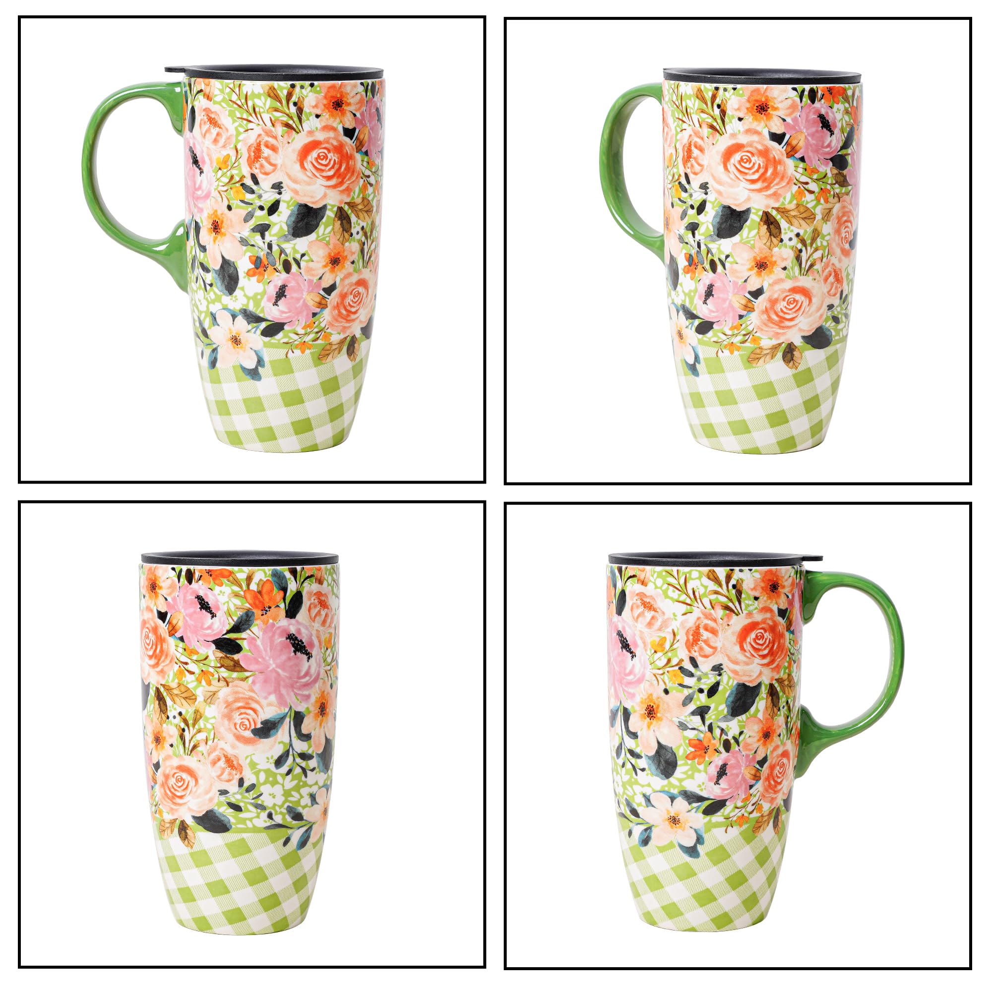 Topadorn Ceramic Travel Mug with Lid and Handle, Large Capacity 17 Oz Coffee Cup, Latte Teacup, Milk Mug - Image 2