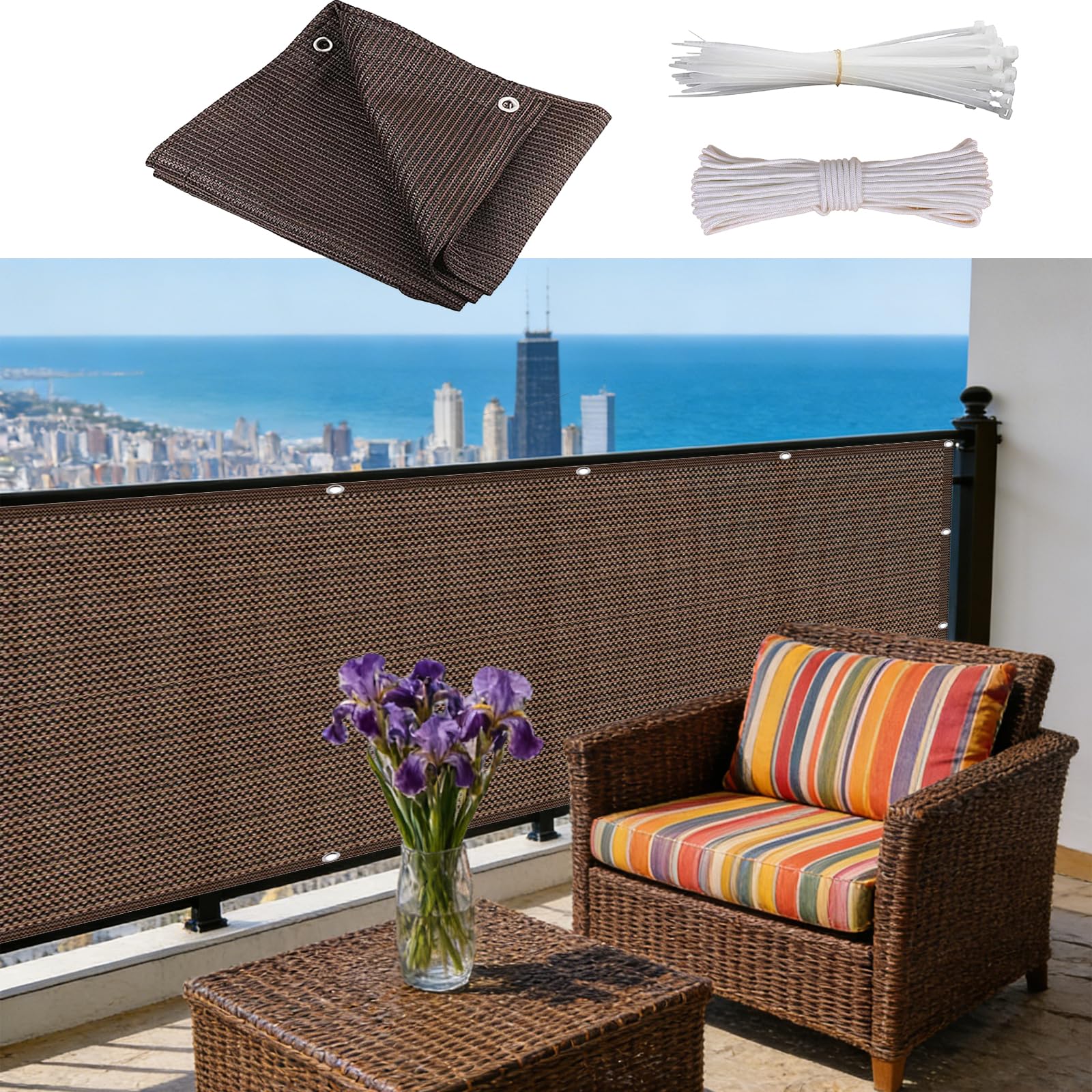 Brise vue balcon 180 x 375 anti-UV et vent pour retrouver la sérénité dehors