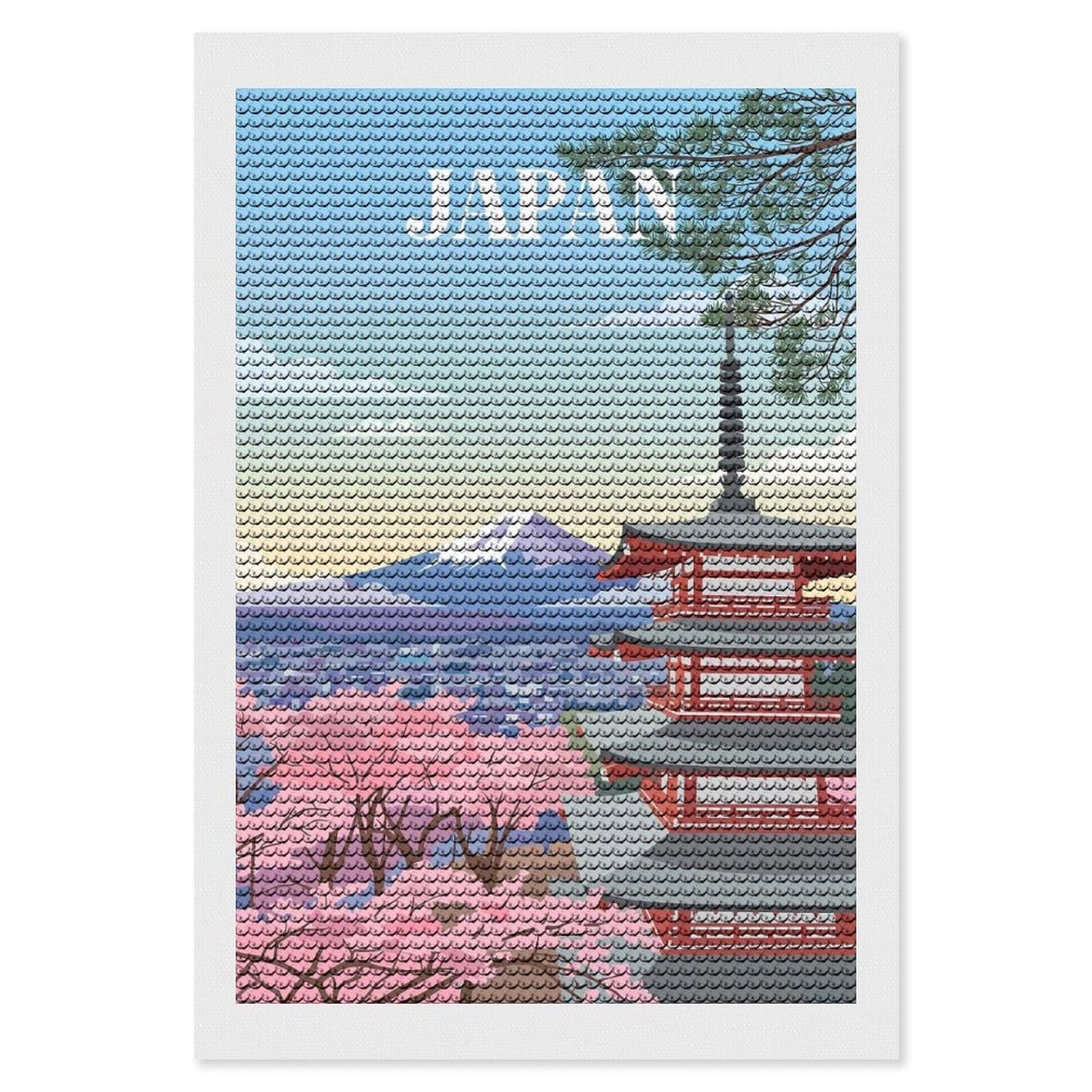 Junmoney Japan Travel (7) Diamond Art Canvas 8"x12", Decorate Your Room, Mindful Craft Activity, Cosy Home Accent, Thoughtful Handmade Gift