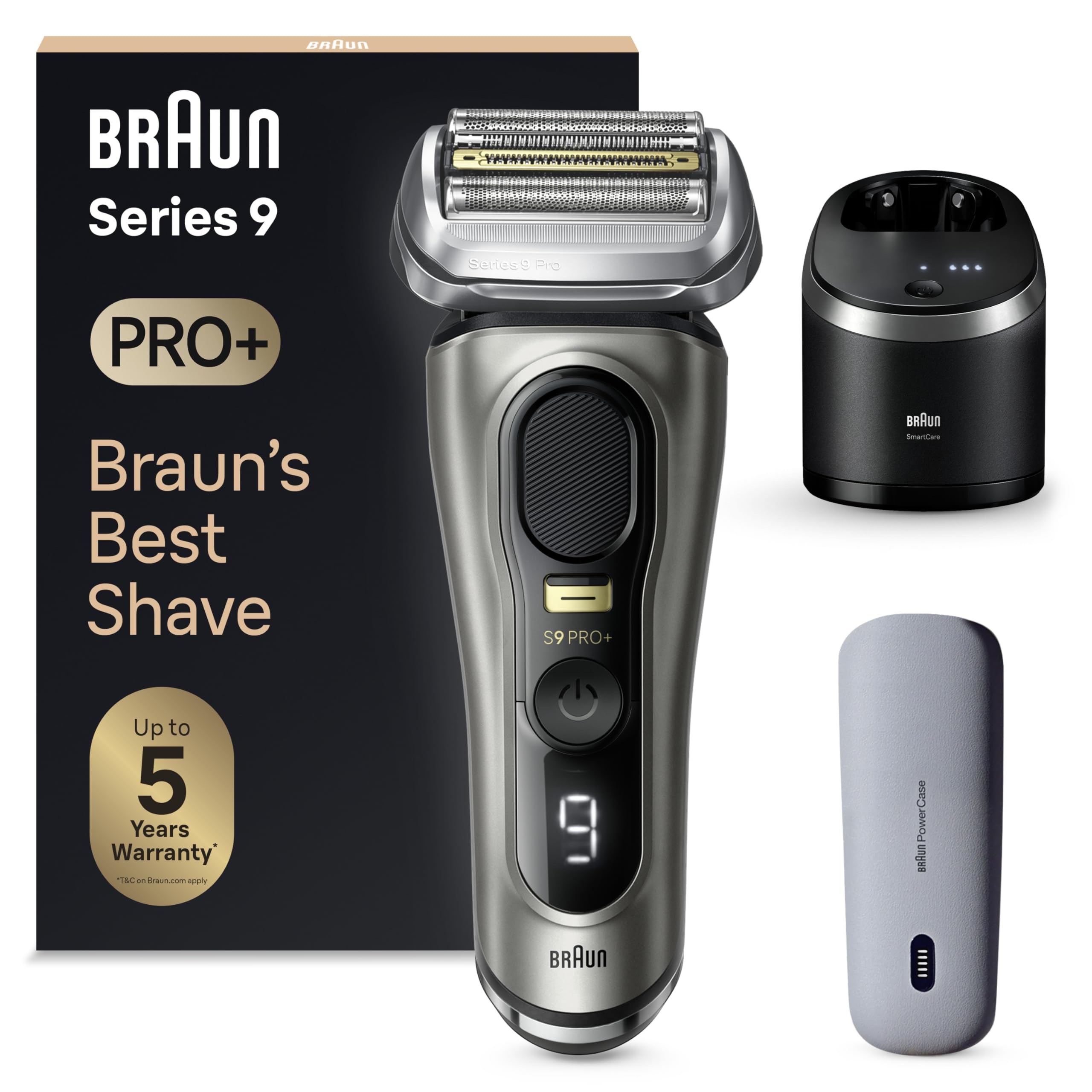 Braun Series 9 Pro+ - Estación de afeitar eléctrica (PowerCase), 9575 cc, metal precioso-image