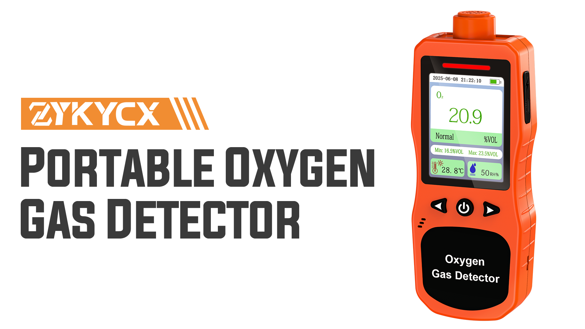 ZYKYCX Portable Oxygen Detector 0-30%, Rechargeable O2 Monitor