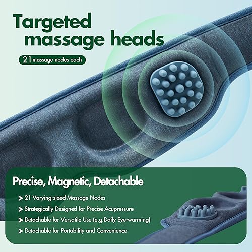 Miniatura 4 de 7C Masajeador de ojos con calor, máscara para dormir, dispositivo de alivio de la frente de las patillas para ojeras, hinchazón, vibración de bolsa