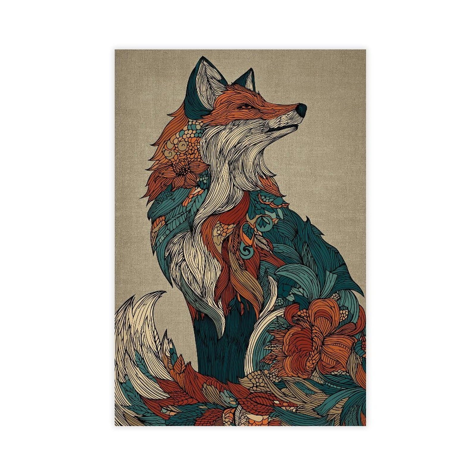 MRYCQ Boho Fox Poster Canvas Poster for Office Decor Gift