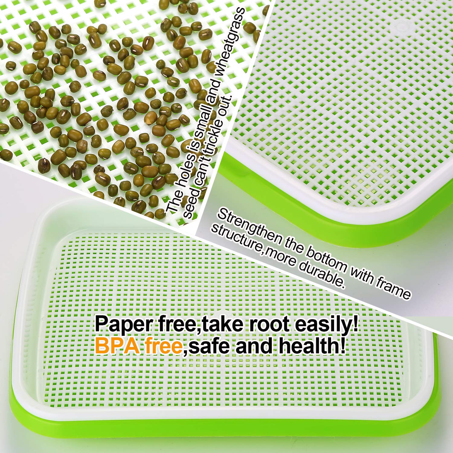 Tace do kiełkowania, taca do kiełkowania nasion 4 poziomy po 33 cm x 24 cm, wieża do kiełkowania z 4-warstwową plastikową półką, taca do kiełkowania nasion bez BPA do ogrodu i restauracji