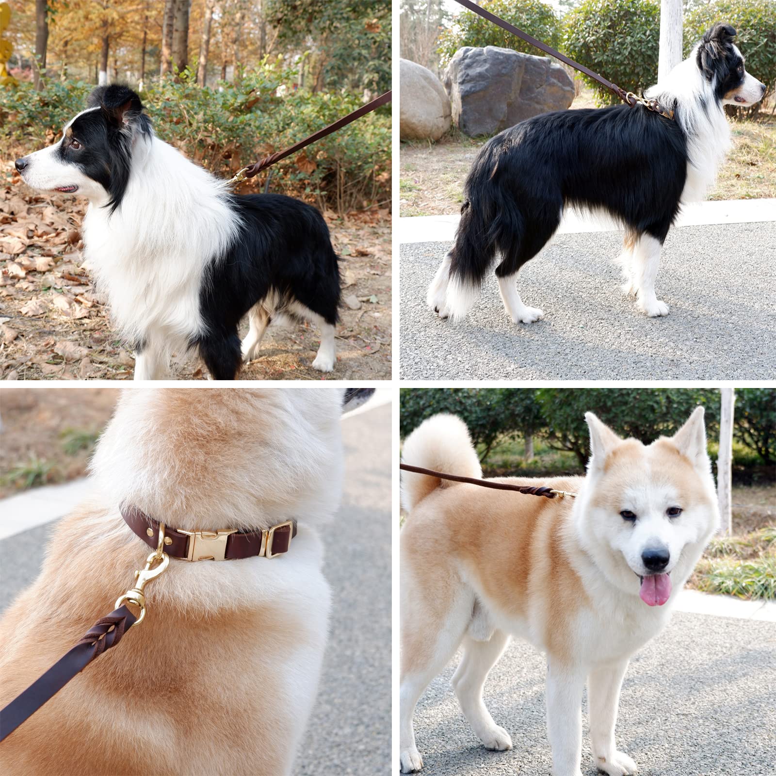 Leather Dog Leash 6ft,3/4",Braided Leather Leash for Dogs,Soft Leather Training Dog Leash,Strong Leather Leash for Small Medium Large Breed Dogs.(Brown)