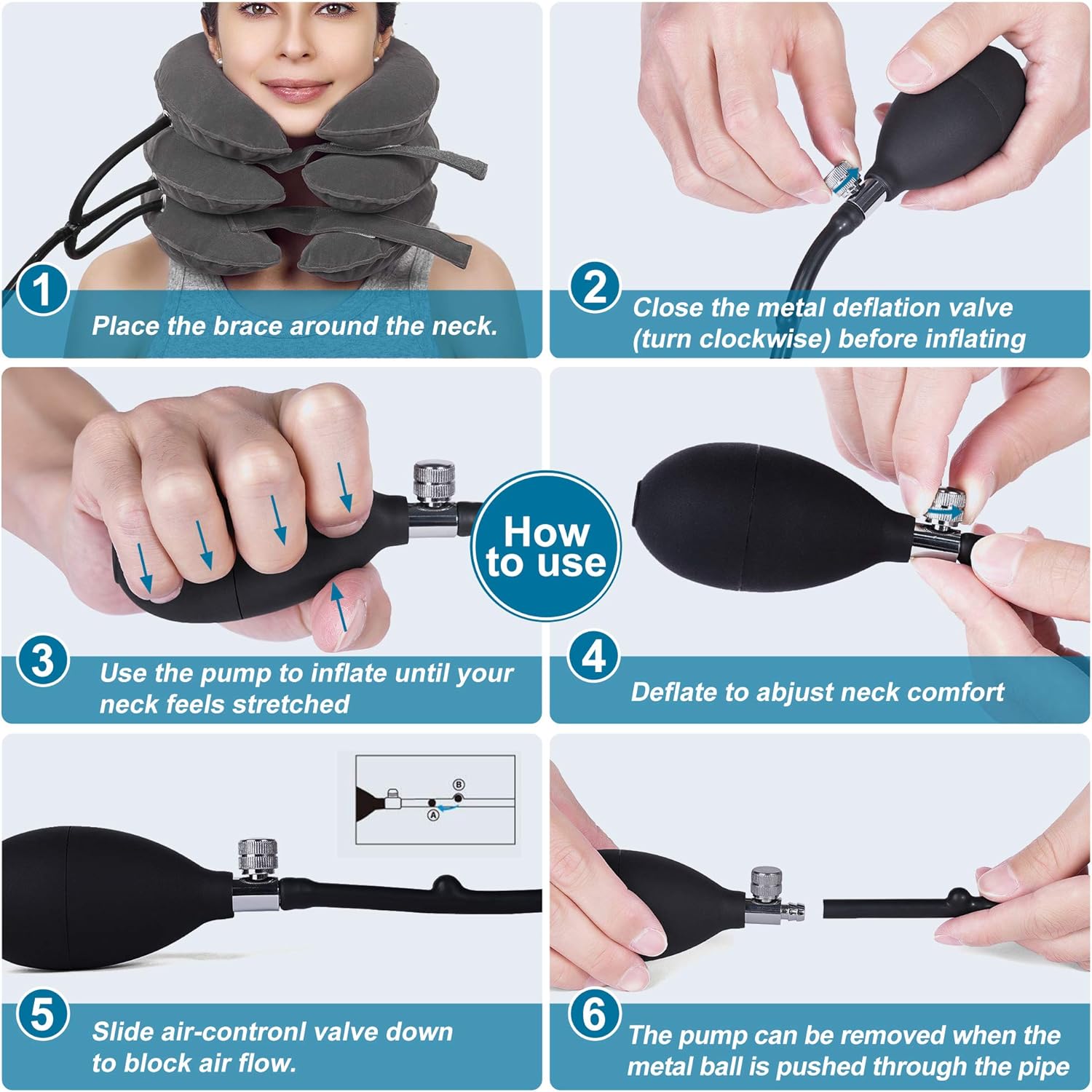 Cervical Neck Traction Device &Inflatable Adjustable Neck Stretcher Provide Neck Support Neck Traction and Neck Pain Relief,Neck Brace and Cervical Traction Device is The Neck Care Equipment : Health & Household