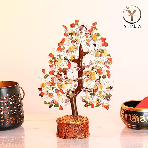 Miniatura 6 de YATSKIA Árbol de chakras, decoración de habitación, árbol bonsái, decoración de escritorio para mujer, piedras preciosas y cristales, árbol de la
