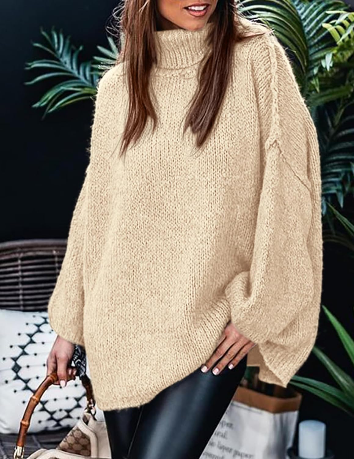 PRETTYGARDEN Women's 2026 Fall Turtleneck Oversized Sweaters Long Sleeve Chunky Knit Pullover Tops Winter Fashion Clothes - Image 4