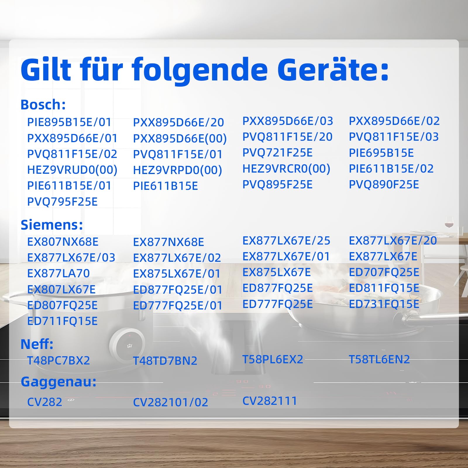 4 Stück Aktivkohlefilter für Dunstabzugshaube Siemens HZ9VRCR0 17004796 / Bosch HEZ9VRCR0 17004805 / Neff Z821VR0 17004806 / Gaggenau CA282111 / Constructa CZ9VRCR0, Umluftersatzfilter Zubehör